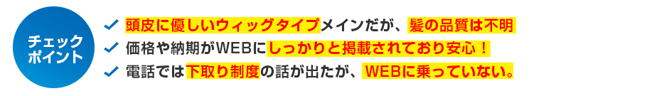 頭皮に優しいウィッグタイプ